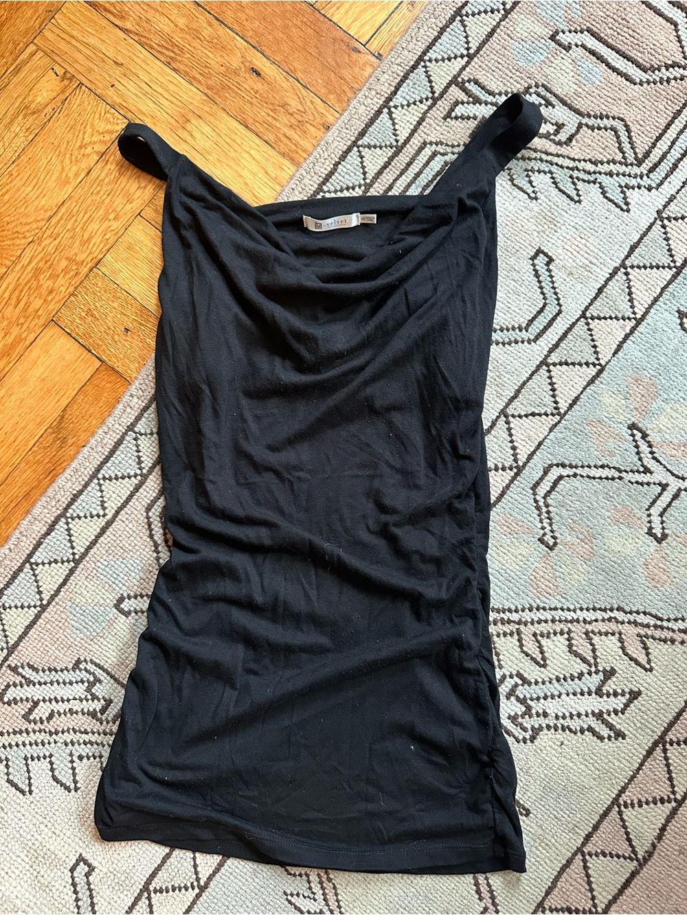 Velvet Black Cowl Neck Tank Top